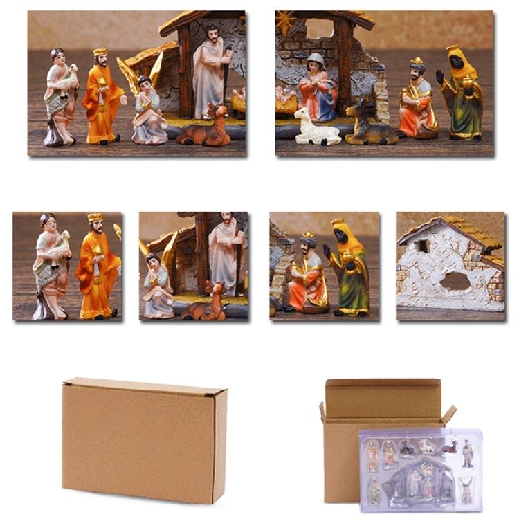 Weihnachts Krippenfiguren Harz Krippe Heilige Familie Krippenszene Statue für Weihnachten Innen Haus Tischdekorationen