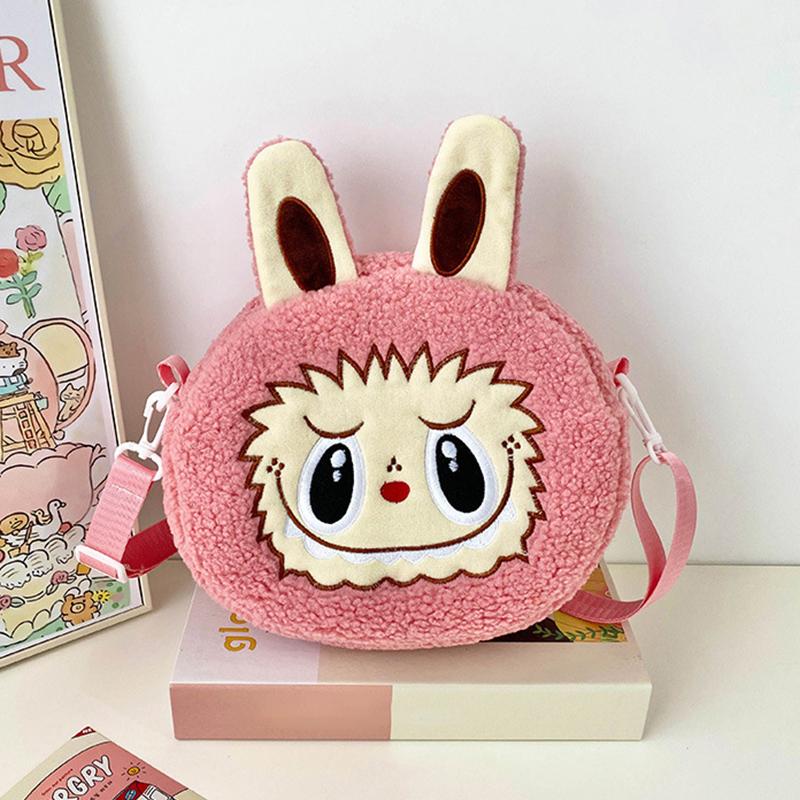 Cartoon Kawaii Labubu Shouder Bags Cute Versatile Plush Doll Backpack For Women Girls Simple Crossbody Bags Gifts