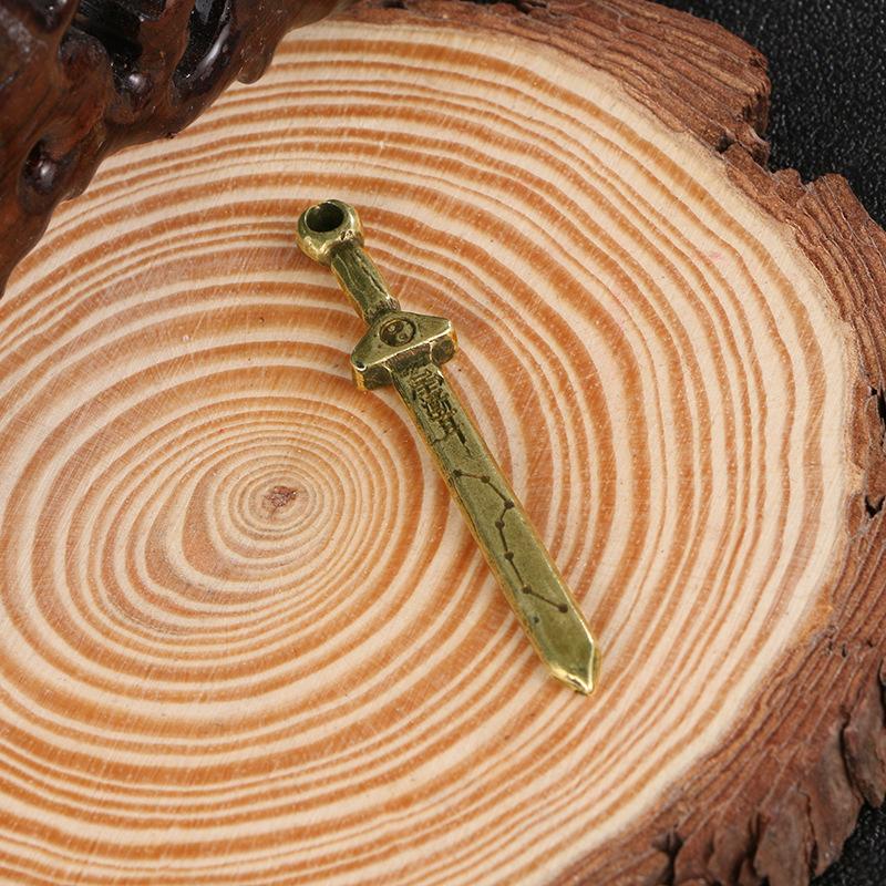 Retro Bagua Sword Brass Pendant Ancient Copper Small Pendant Wearable Rope Feng Shui Lucky Ornaments Decoration