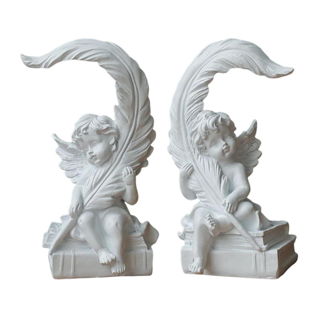 Wing Cherub Figurines Collection Memorial Figure Artwork Adorable Angel Statue for Wedding Bookshelf Bedroom Tabletop Decoration