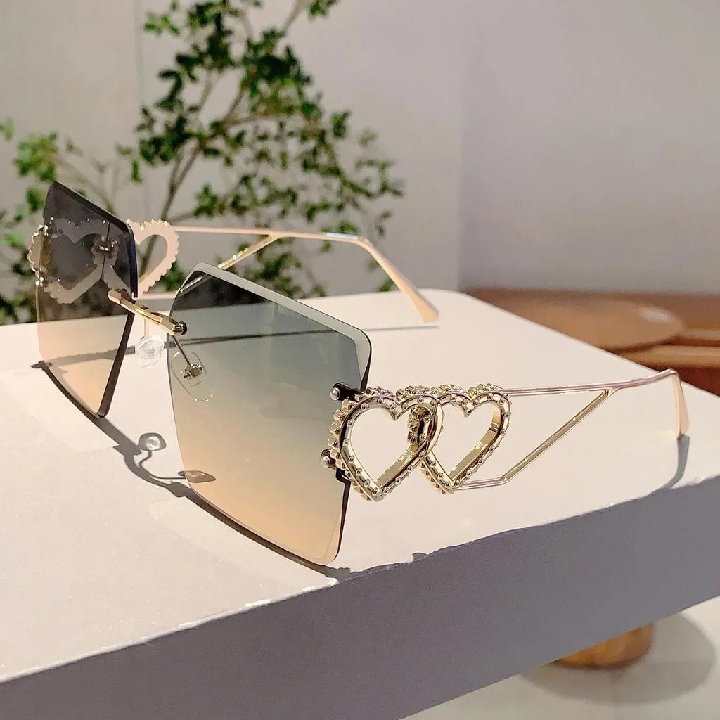 Classic Rimless Square Sunglasses Women Men Designer Brand Sun Glasses Female Male Minimalist Metal Mirror