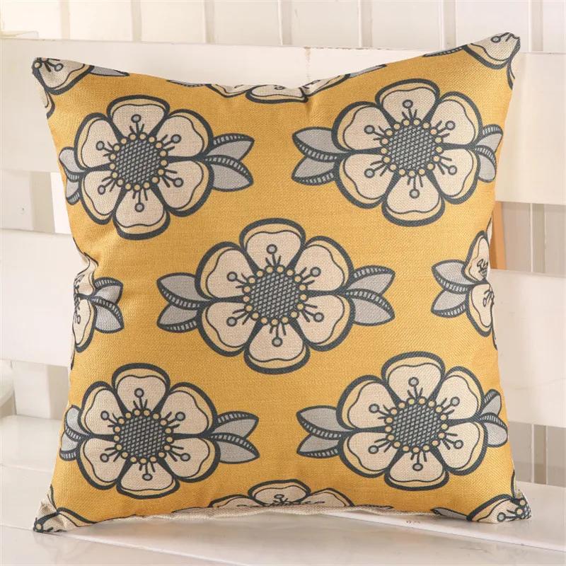 45x45cm Vintage Retro Flower Geometry Printed Home Sofa Chair Cushion Cover Cotton Linen Decorative Pillow Case