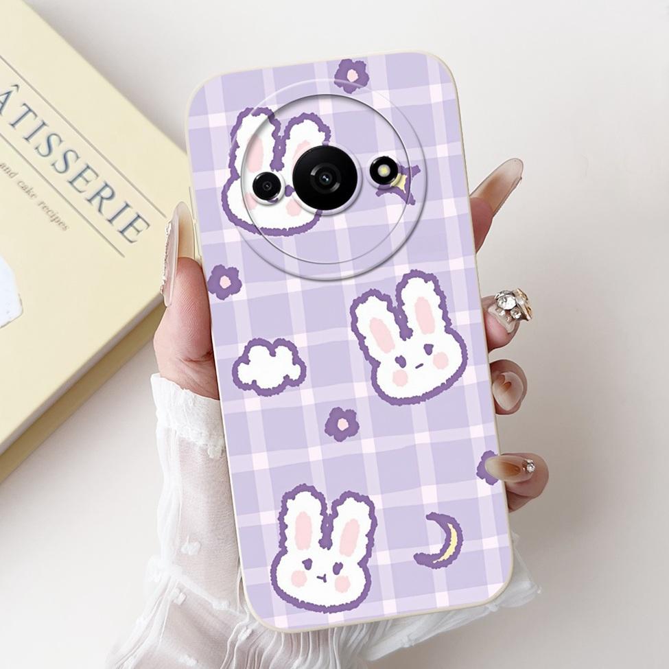 For Redmi A3 4G Phone Case For Xiaomi Poco C61 Cover Silicone Luxury Fashion Flowers Kawaii Cute Cat Painted Shockproof Bumper