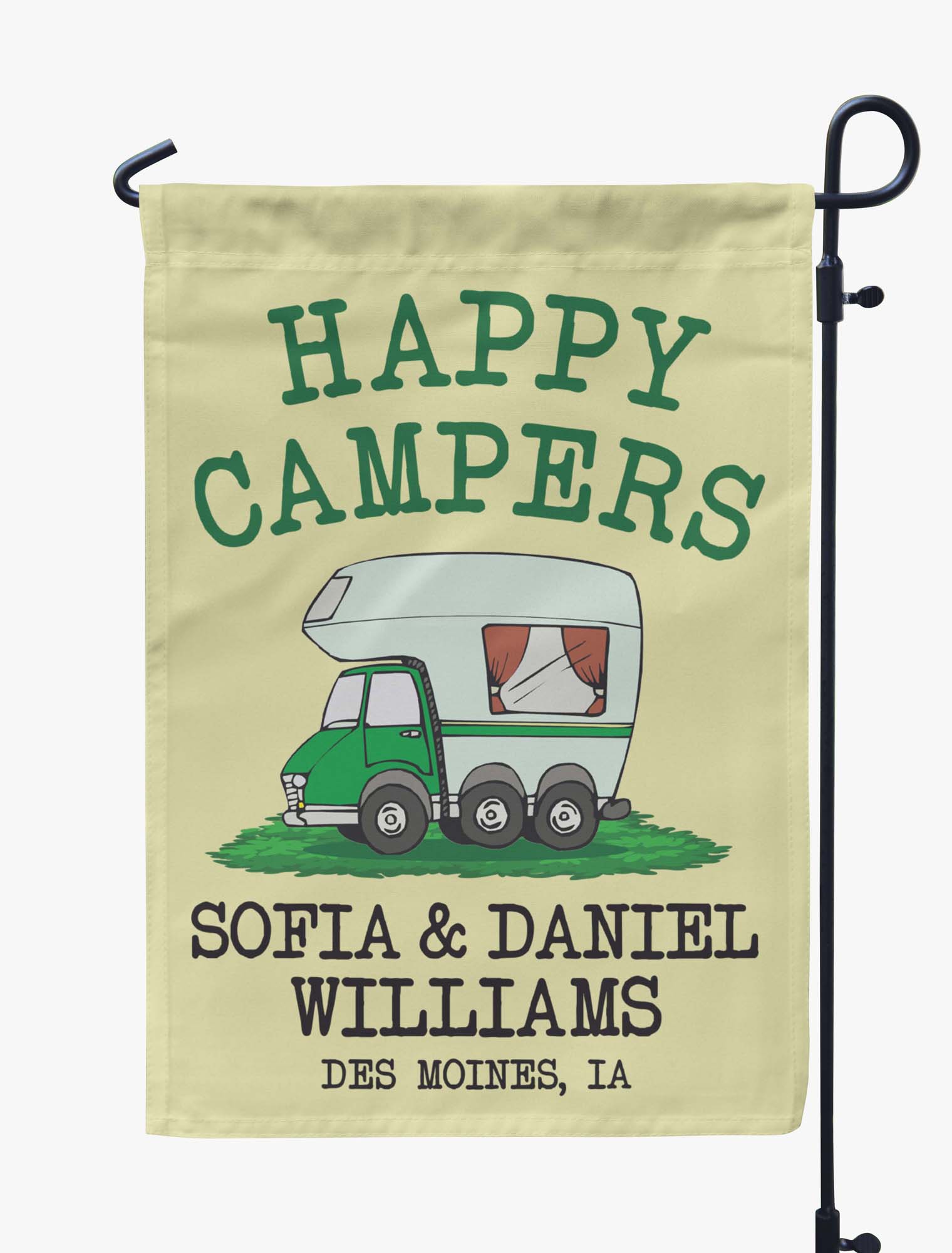 

Printtoo Tan Happy Campers Retro Camp Trailer Personalized CampingA FlagsA For Campers Double Sided CampsiteA FlagA Outdoor 12.5 x 18 Inches дубильная кора