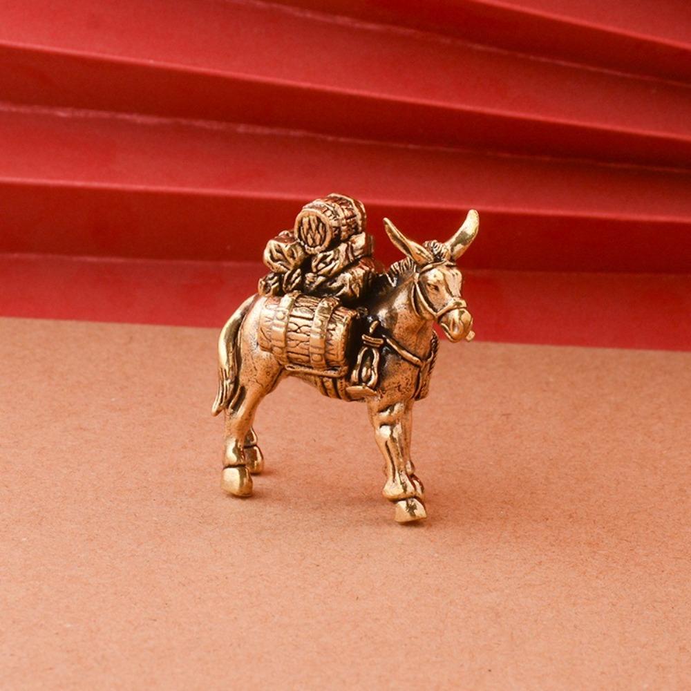 Solid Brass Donkey Small Ornament Animal Equus Asinus Home Desktop Miniature Figurines Decoration Accessories Antique Copper