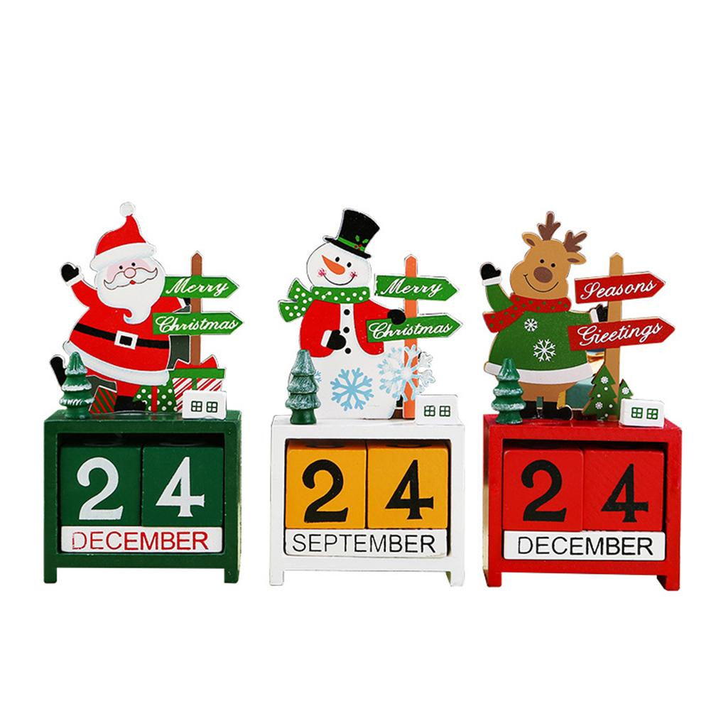 1pc Christmas Advent Countdown Calendar Desk Decoration Wooden Calendar Ornament Christmas Present