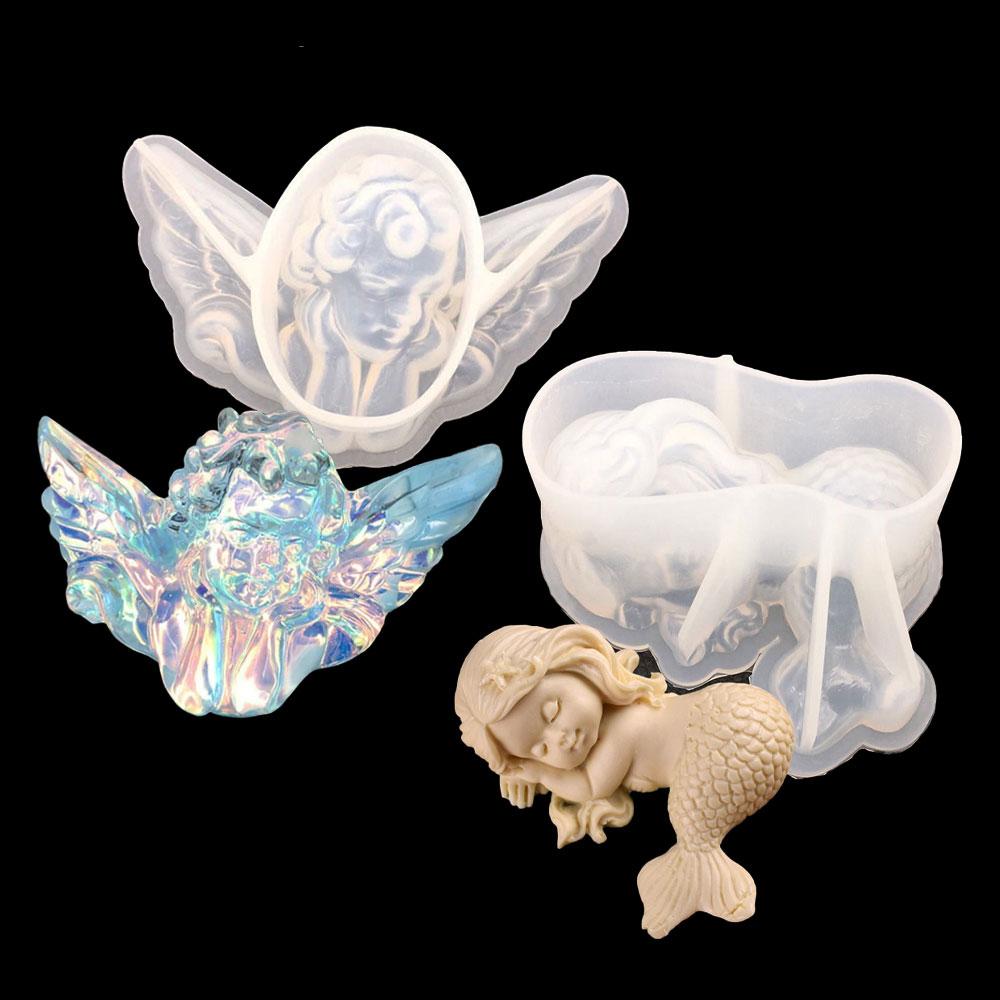 Silicone World DIY Angel Mermaid Bear Wing Silicone Molds Handmade Making for Epoxy Resin Mold Candle Mold Cake Mold Craft Decor