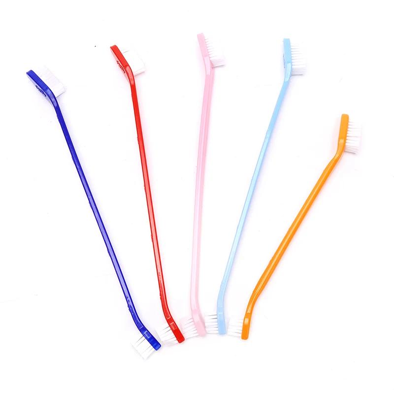 4Pcs Pet Cat Dog Tooth Finger Double Ended Brush Care for Pet Toothbrush 17CM Plastic Cat Toothbrushes Pet Toothbrushes