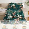 Japanese Crane & Floral Print Throw Blanket - Vintage Japandi Pattern Soft Lightweight Accent for Sofa Bed Travel Office