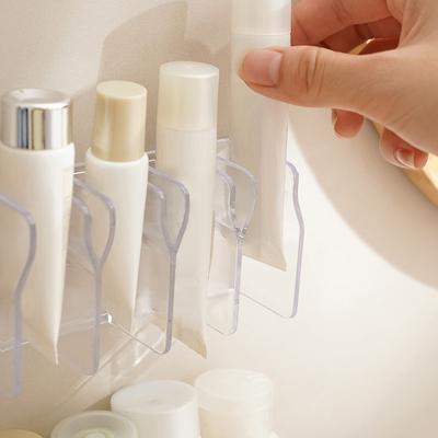 Wall-Mounted Non-Perforated Toilet Facial Cleanser Storage Rack Cosmetics Rack Mirror Cabinet Toothpaste Drain Holder