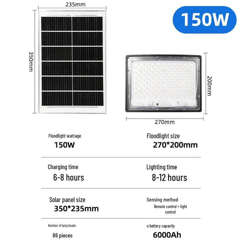 Lishi 150W Solar Curved Floodlight with Wall Light