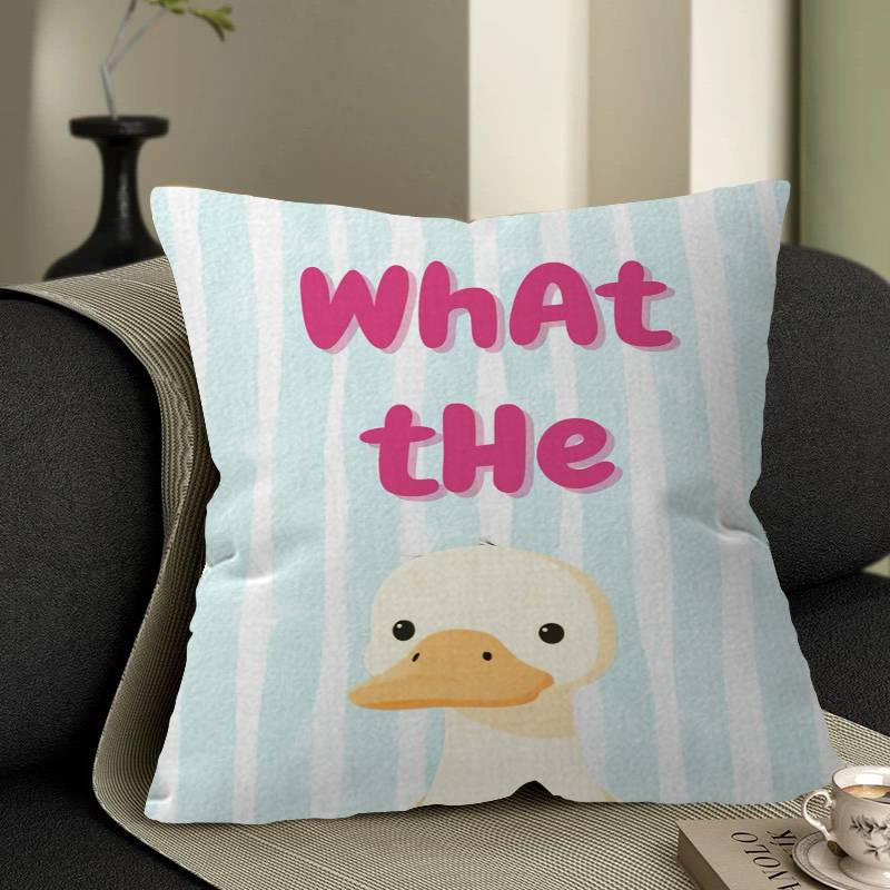 What The Duck Print Art Funny Cute Animal Pillow Gift Home Office Decoration Bedroom Sofa Car Cushion Cover Case X
