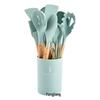 Silicone Kitchen Utensil Set with Wooden Handles