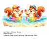 Summer Window Clings Pool Party Theme Cartoon Squirrel Window Decal Removable Static PVC Glass Sticker for Beach Party Supplies Home Office Decor