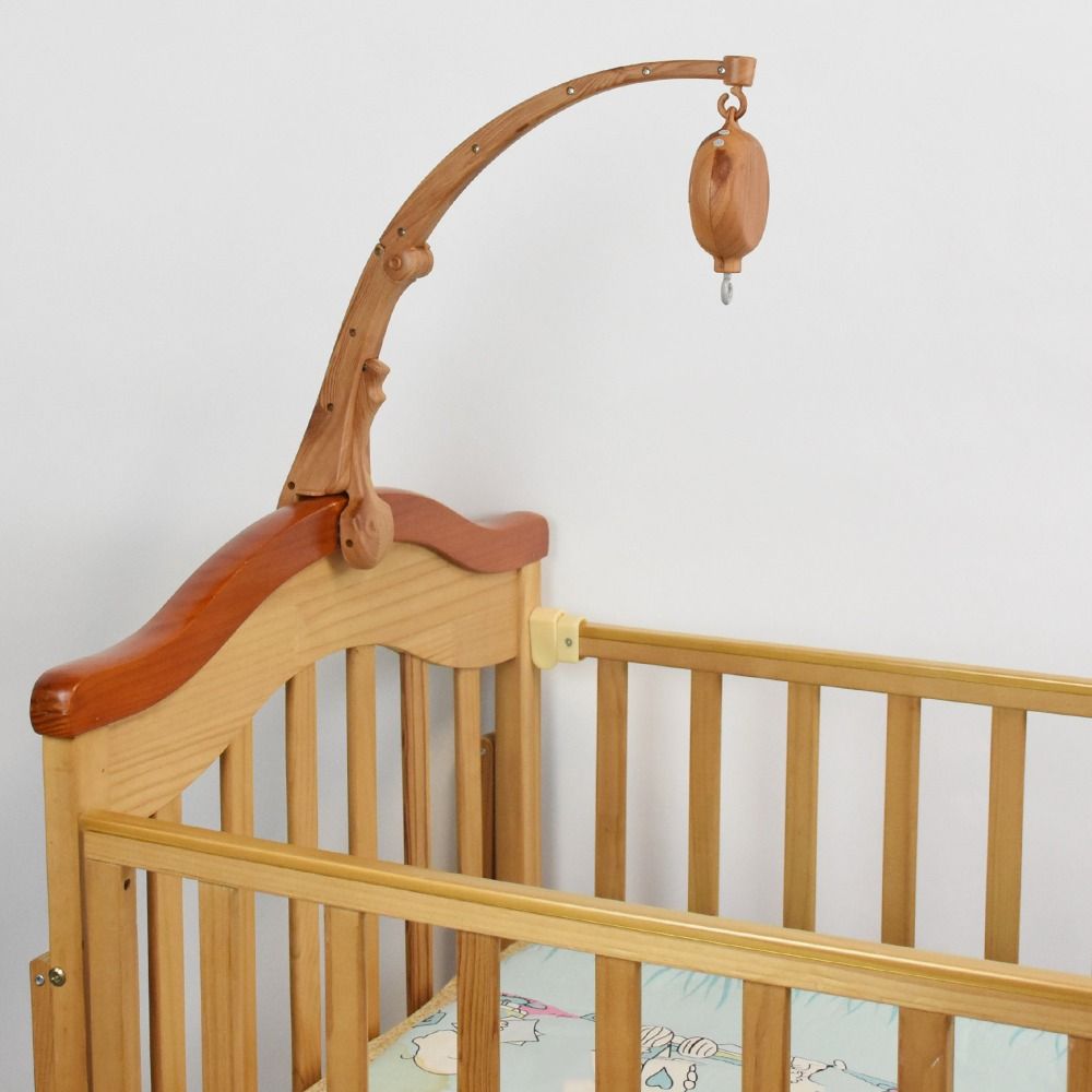 Clamp Mount Baby Crib Mobile Wood Grain Infant Bed Decor Detachable Bed Hanging Toy  Infant Bed