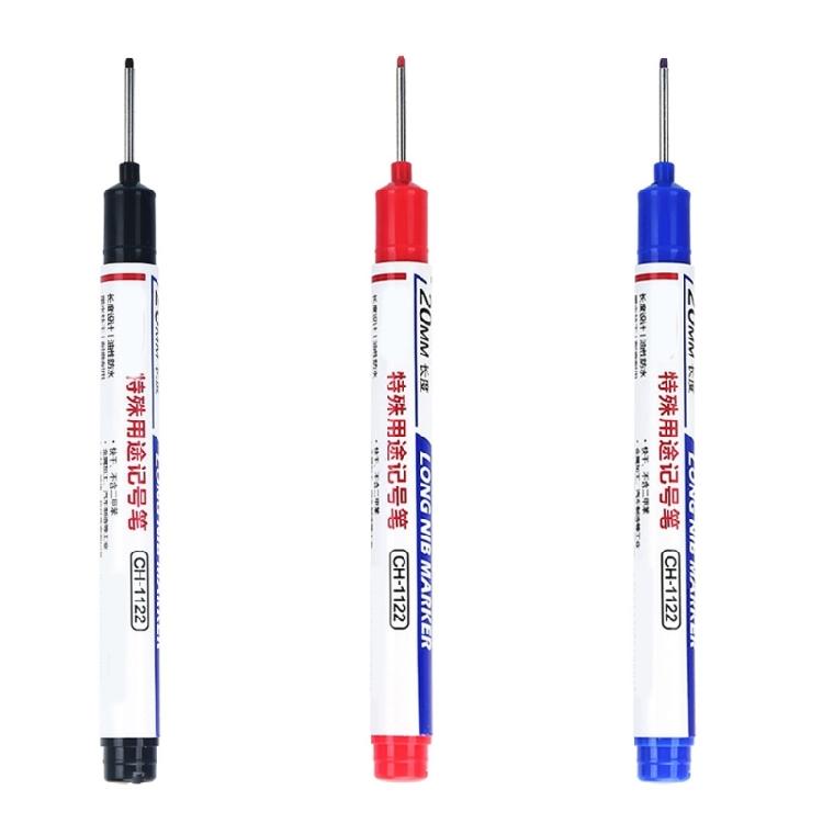 10 Pcs Long Nib Marker Deep Hole Marker Pen Oil-Based Carpenter Marker Waterproof Marking Pen 20mm Deep Reach Marker