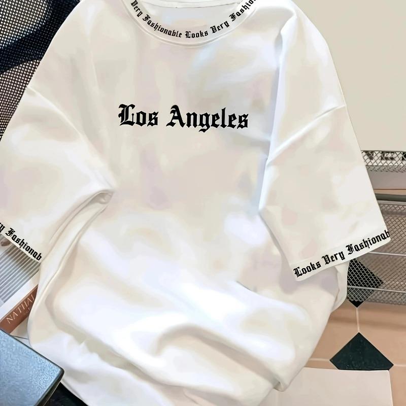 

Men s Korean-Style Pullover T-Shirt Crew Neck Short-Sleeve Letter Printed Casual Versatile Top S білий