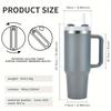 40oz Stainless Steel Car Cup Large Capacity Water Cup with Handle and Straw Double-walled Insulated Travel Mug Holiday Gifts
