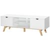 TV Stand Cabinet for TVs Up To 65", Media Unit w/Wood Legs Storage Shelves Entertainment Center Modern Living Room Home Furniture White