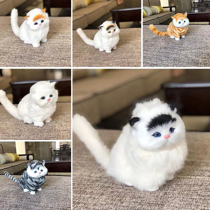 Simulated Cats, Fat Cat Fur Handicrafts, Meowing Cat Ornaments, Children's Plush Toys, Animal Models