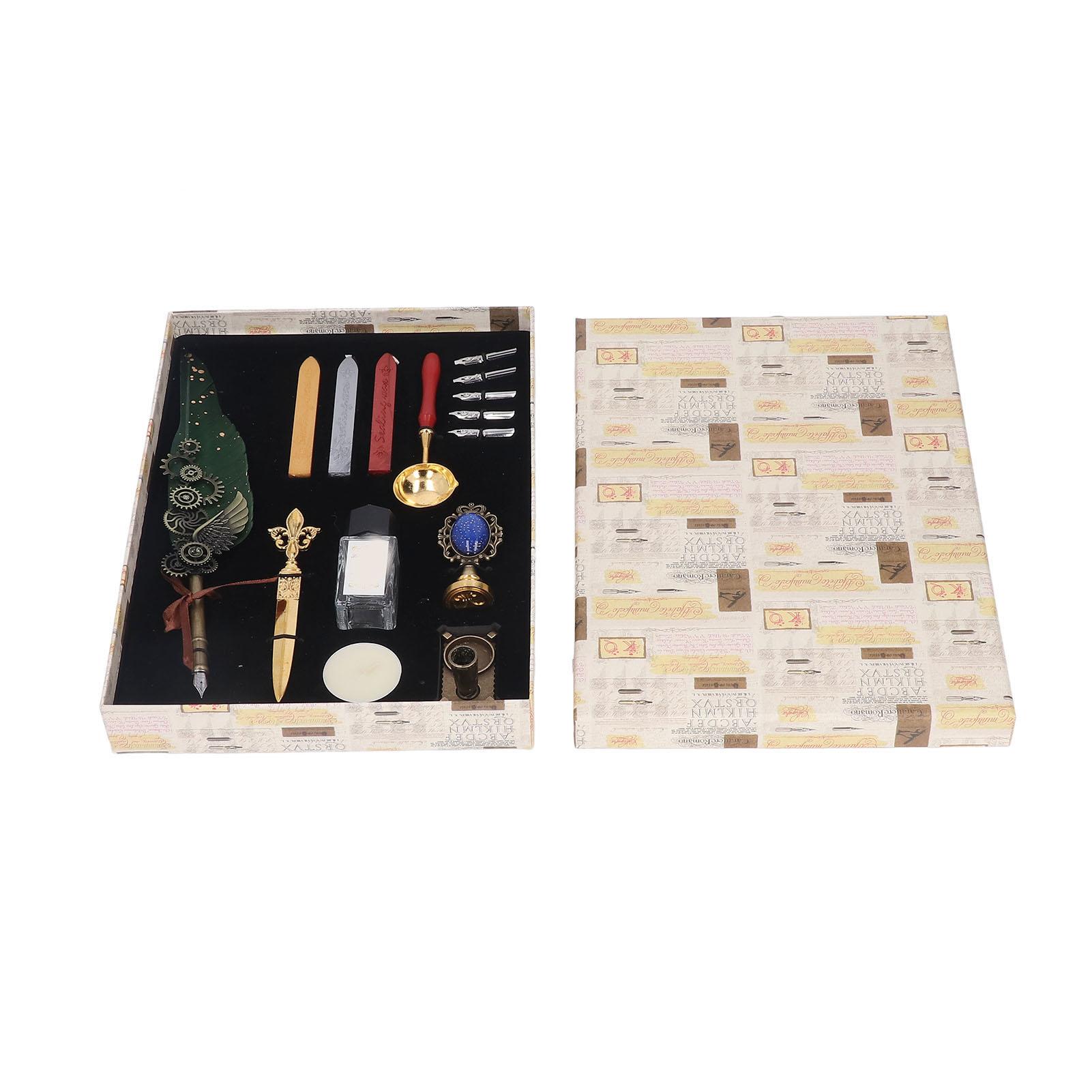 

Pen Set Retro Exquisite Wax Pen Tip Letter Opener Candle Base Stamp Quill Pen Kit
