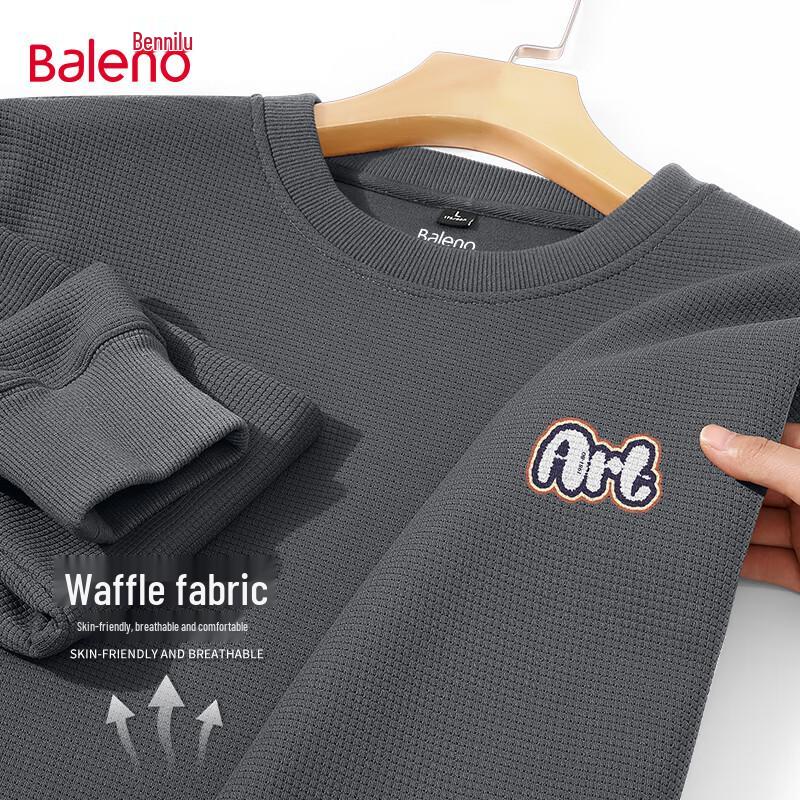 Baleno Herren Waffelstrick Sweatshirt mit Buchstabenprint und Rundhalsausschnitt
