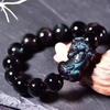 Natural Iridescent Black Obsidian Pixiu Bracelet New Single-loop Bracelet for Men and Women, Auspicious Gift Accessory