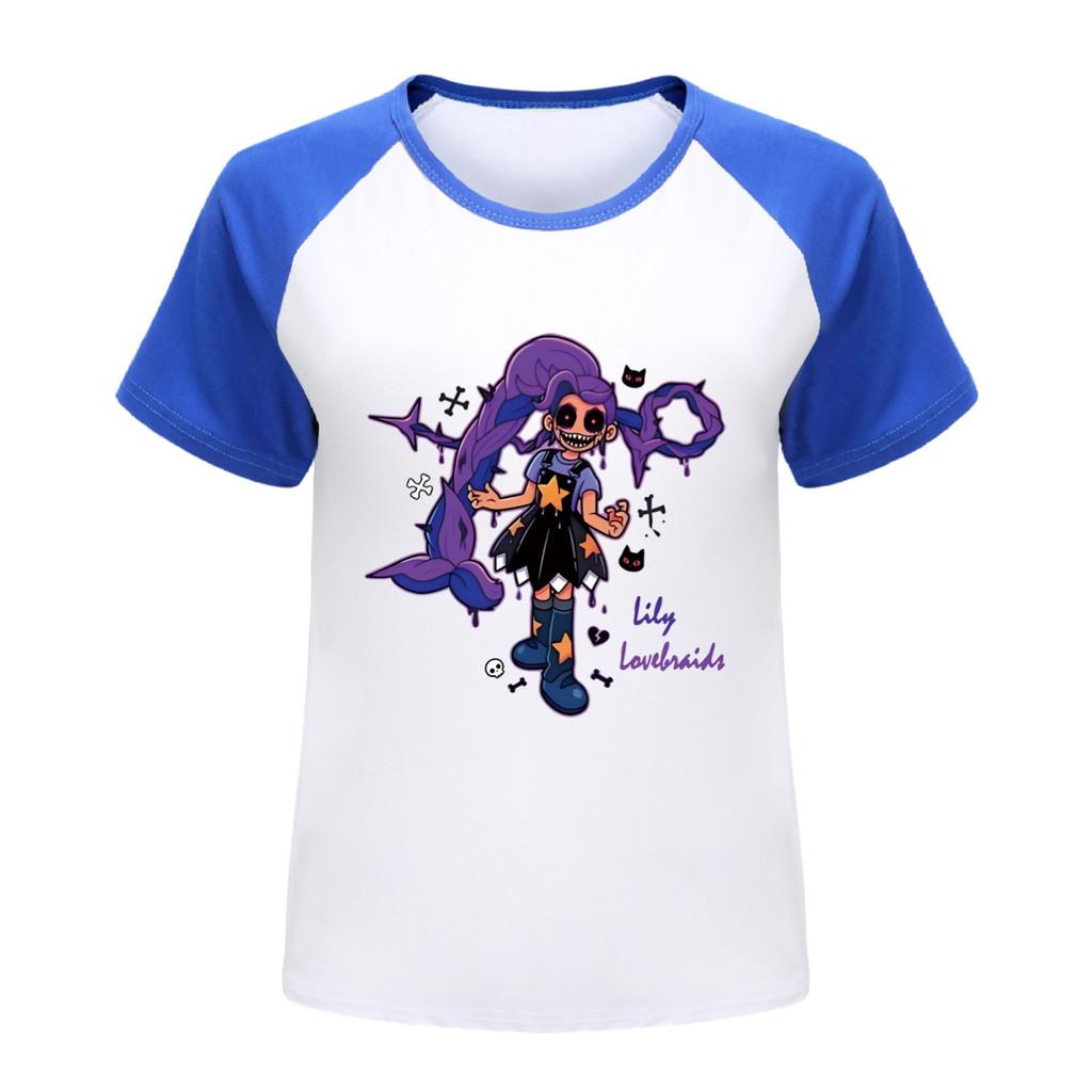 

5602 Kids Girls Lily Lovebraids Playtime Print Raglan Sleeves Round Neck T-Shirt Top 100cm синий