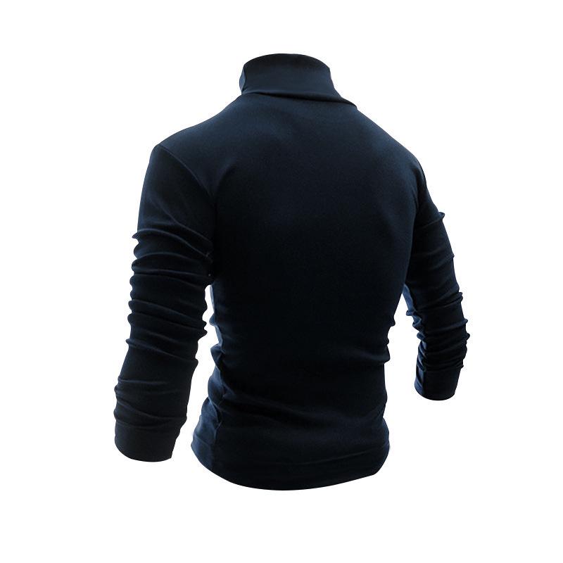 Men's Autumn/Winter High-Neck Knit Sweater - European/American Style Solid Color Long-Sleeve Fashion