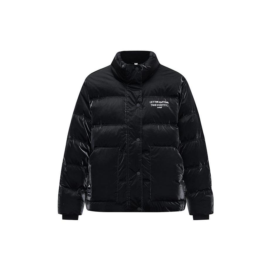Anta Life Series Solid Color Single-Breasted Stand Collar Jacket Women Jacket Basic-Black 162348925-4