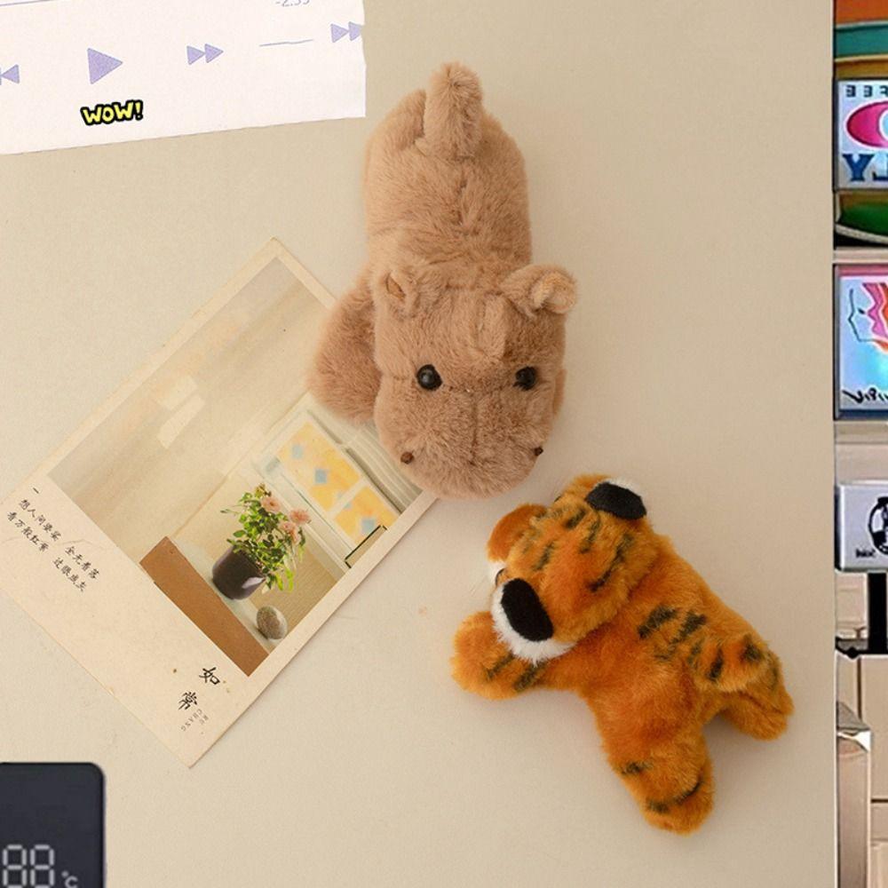 Magnetic Suction Cartoon Animal Fridge Magnets Cute Design Magnetic Tiger Plush Dolls  Office Decor