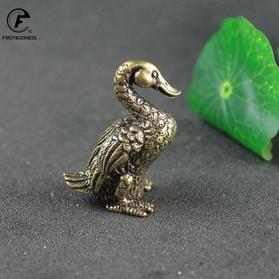 Copper Small Duck Figurines Ornaments Handmade Brass Animal Crafts Mandarin Duck Pet Home Decor Accessories Desk Decorations