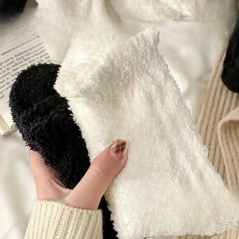 Women Winter Plus Velvet and Thick Cold Insulation Warm Solid Color with Lovely Home Sleep Floor Socks