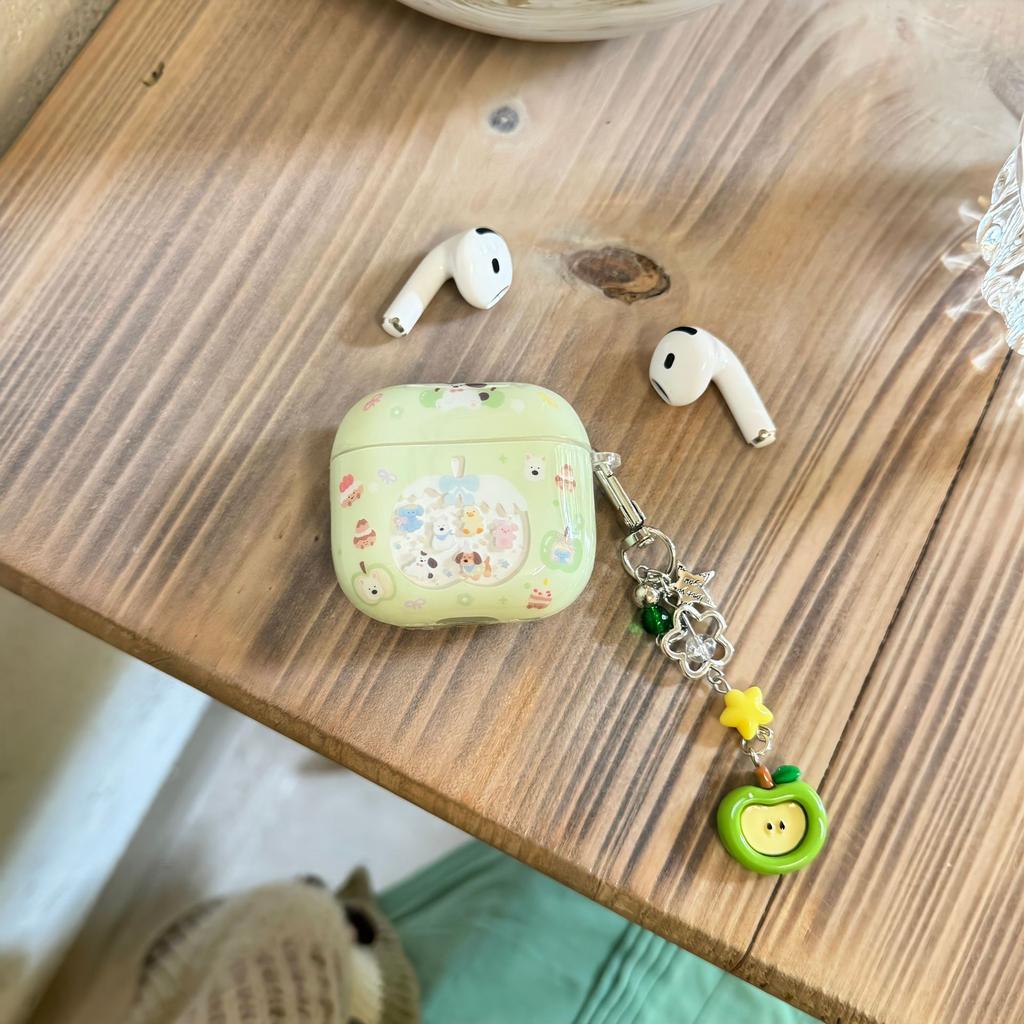 ins cute green apple suitable for Apple AirPods1 Bluetooth headset cover 1/1 hard 1st generation pro cartoon pendant female