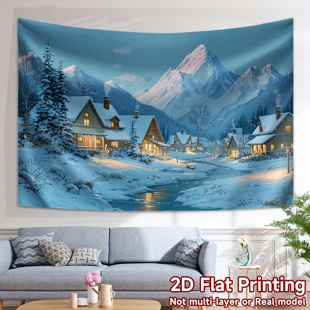 Christmas Winter Wonderland Village Scene Wall Hanging Tapestry Christmas Wall Hanging Tree Wall Hanging Gorgeous Christmas Tree Fireplace Gifts