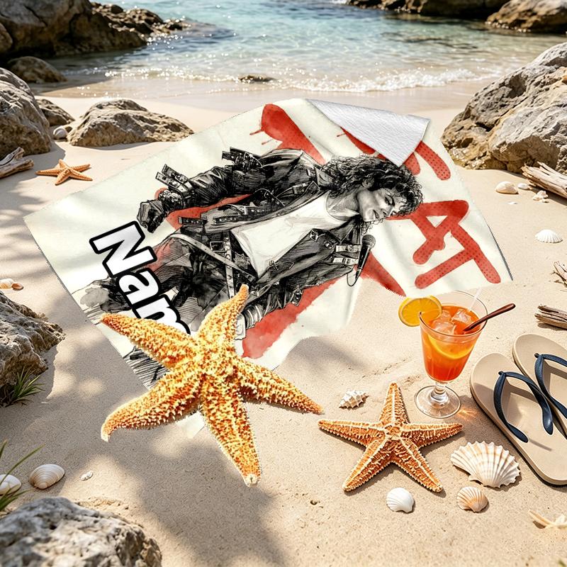 Personalisierbares Strandtuch mit individuellem Namen und Michael Jackson Druck, für Reise Camping Strandparty Heimdeko, Geburtstagsgeschenk für Familie & Freunde