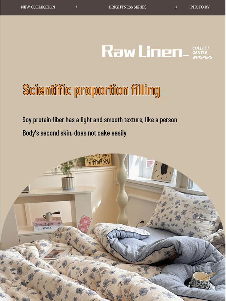 2025 Original Linen Crinkled Gauze Double Layer Quilt Comforter for Winter, Spring & Autumn