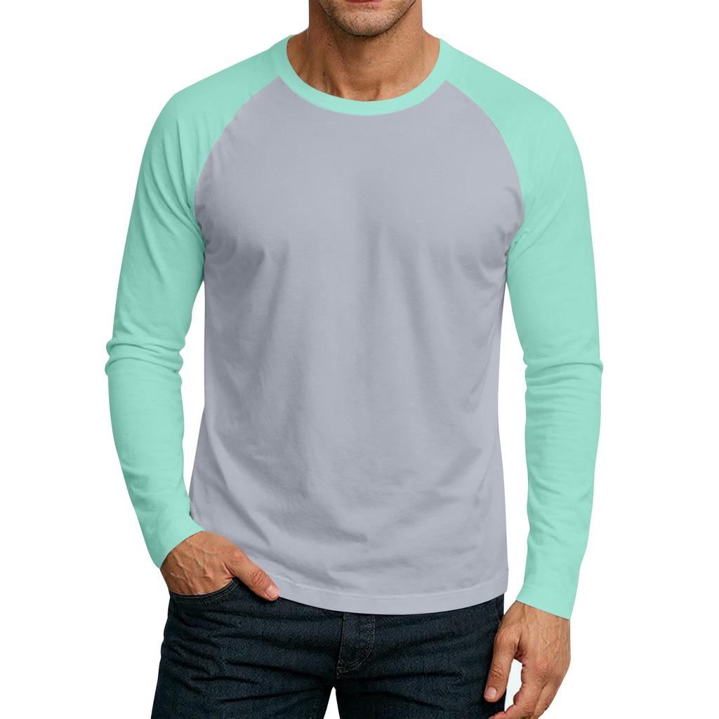 Men's Round Neck Plunger Long Sleeve T-Shirt Top