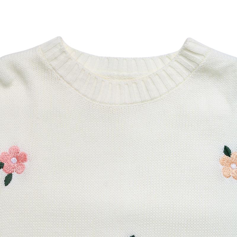 Women's Fashion Casual Fall Winter Flower Pattern Print Long Sleeve O-Neck Sweaters