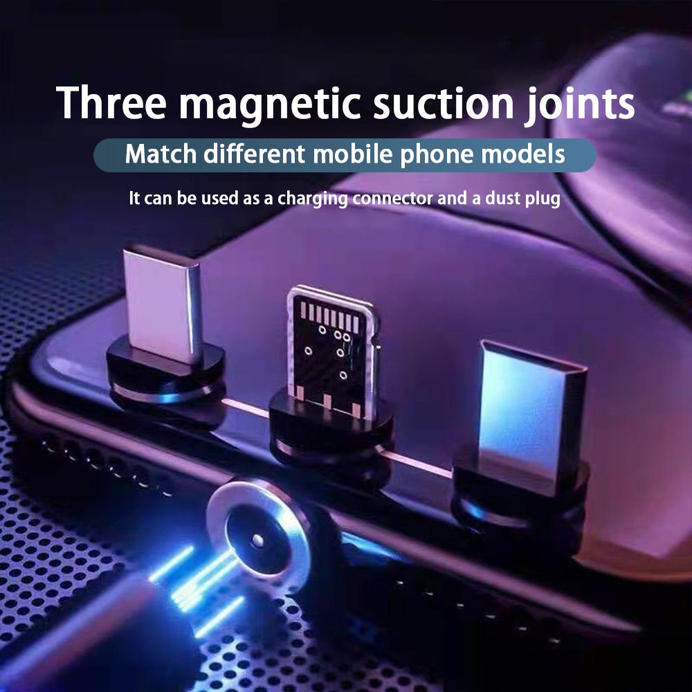 3A LED magnetinis USB kabelis Greitas iPhone įkrovimas C tipo kabelis Magnetinis įkroviklis duomenų įkrovimas Micro USB kabelis Mobiliojo telefono laidas USB laidas