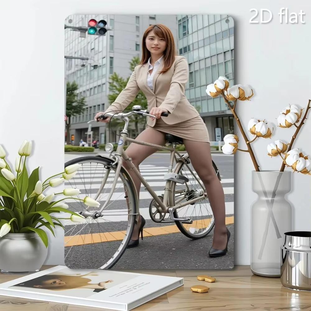 Bicycle Metal Sign Vintage Wall Art Decor Weatherproof 20x30cm Pre Drilled