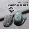 4 Buttons Leather Car Key Holder Case Cover for Hyundai Tucson Solaris Sonata Hybrid NEXO NX4 Santafe Dn8 Car Key Holder Shell