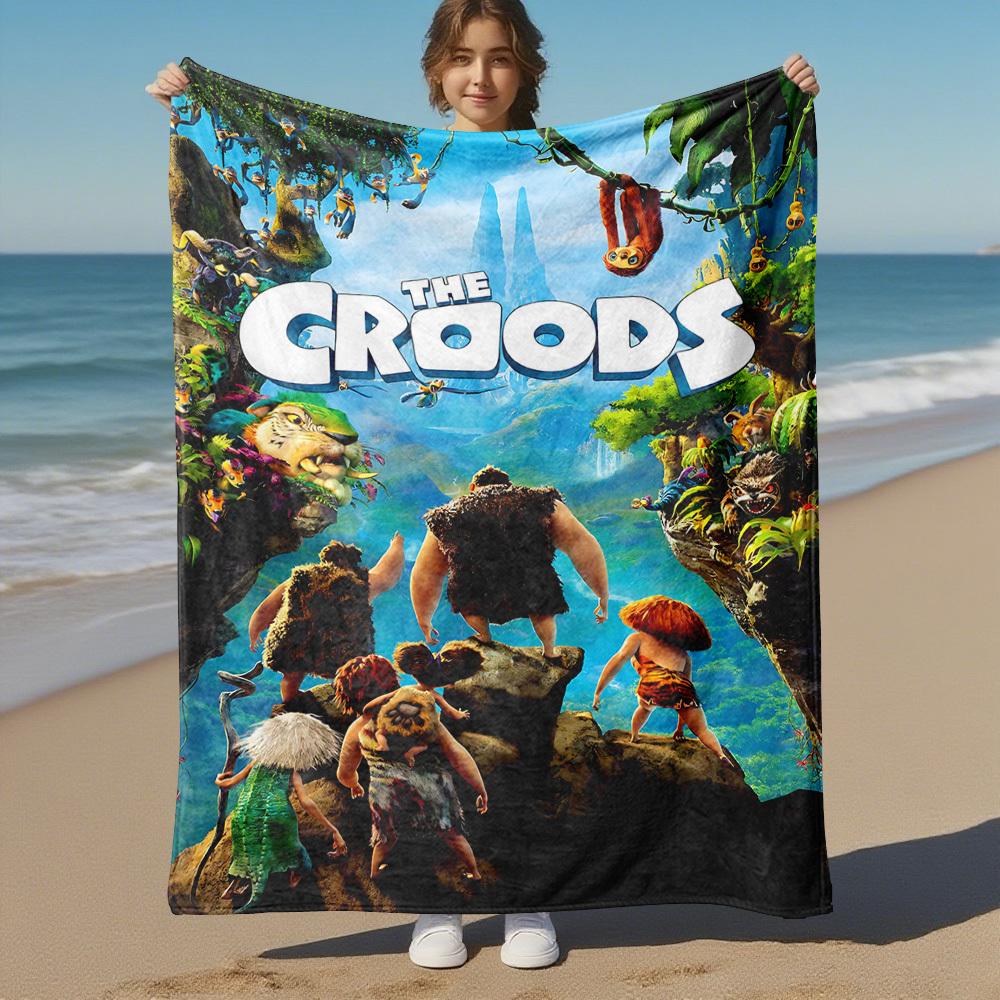1pc The CroodsOutdoor Flannel Blanket Soft Plush Decor for Picnics, camping,Bedroom, Playroom, or Lunch Breakn1180A