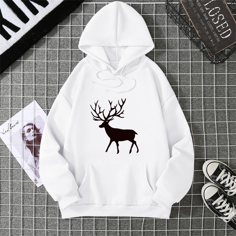 Warm Fleece Sweatshirt Nine-Color Deer Series Unisex Printed Sweatshirt Fleece Autumn And Winter Inner And Outer Wear