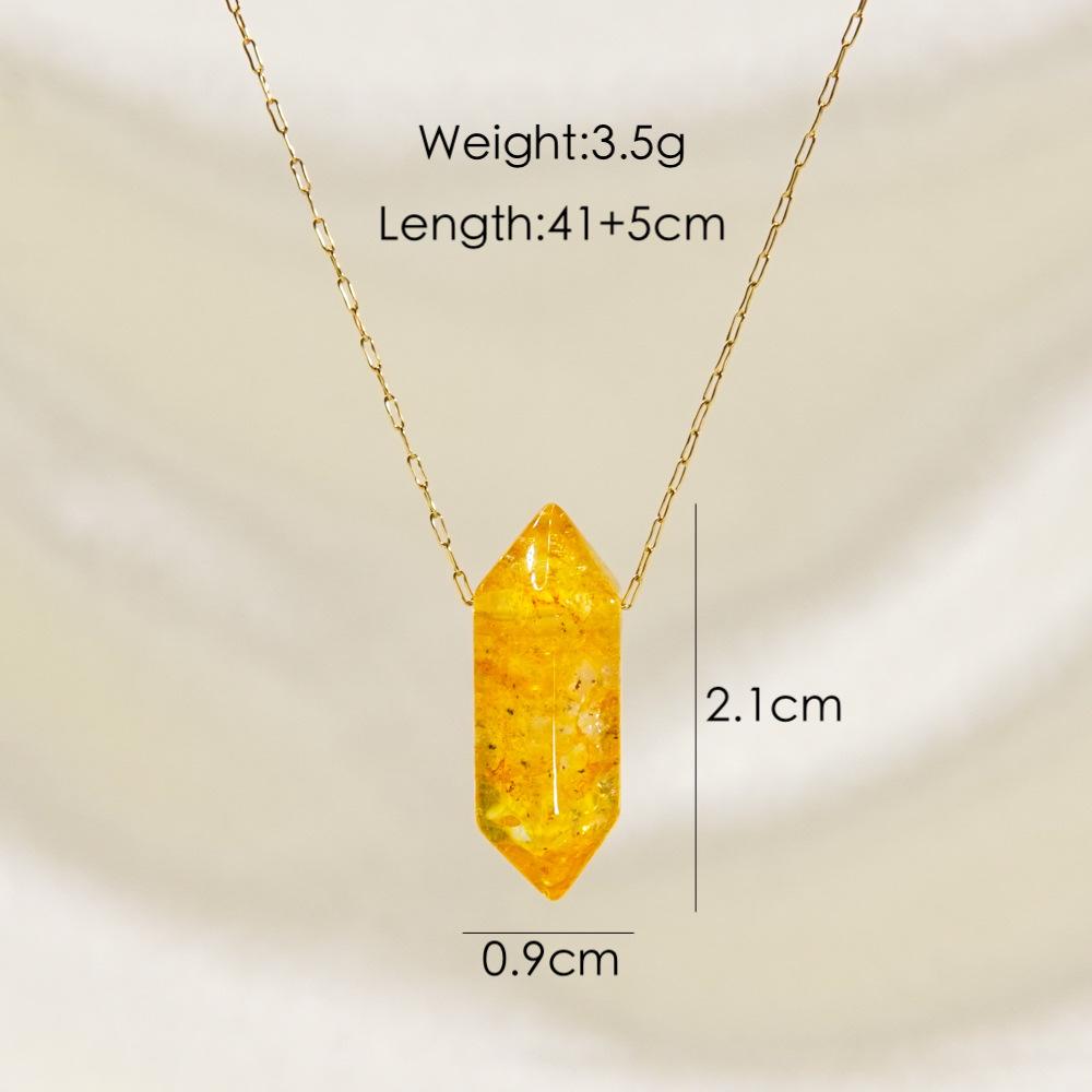 Natural Stone Hexagon Column Charm Necklace for Women Men Adjustable Chain Necklace Rose Quartzs Amethysts Necklace Jewelry Gift
