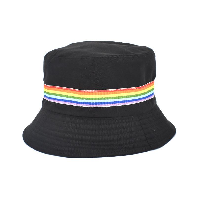 Adult Men High Quality Fisherman Custom Logo Bucket Hat With Rainbow Strip