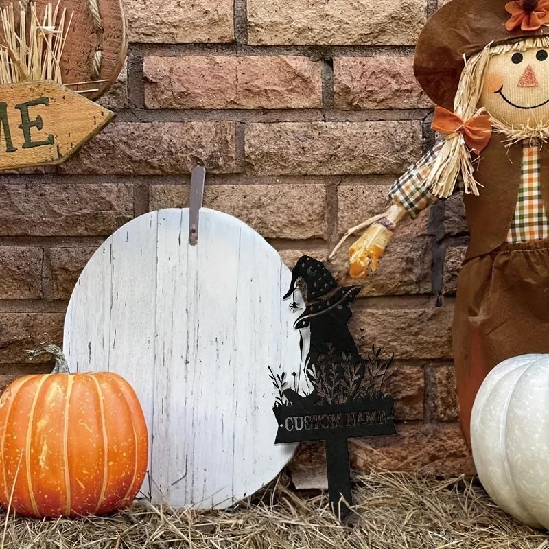 Personalized Metal Cat Yard Stake Halloween Outdoor Decor Garden Sign