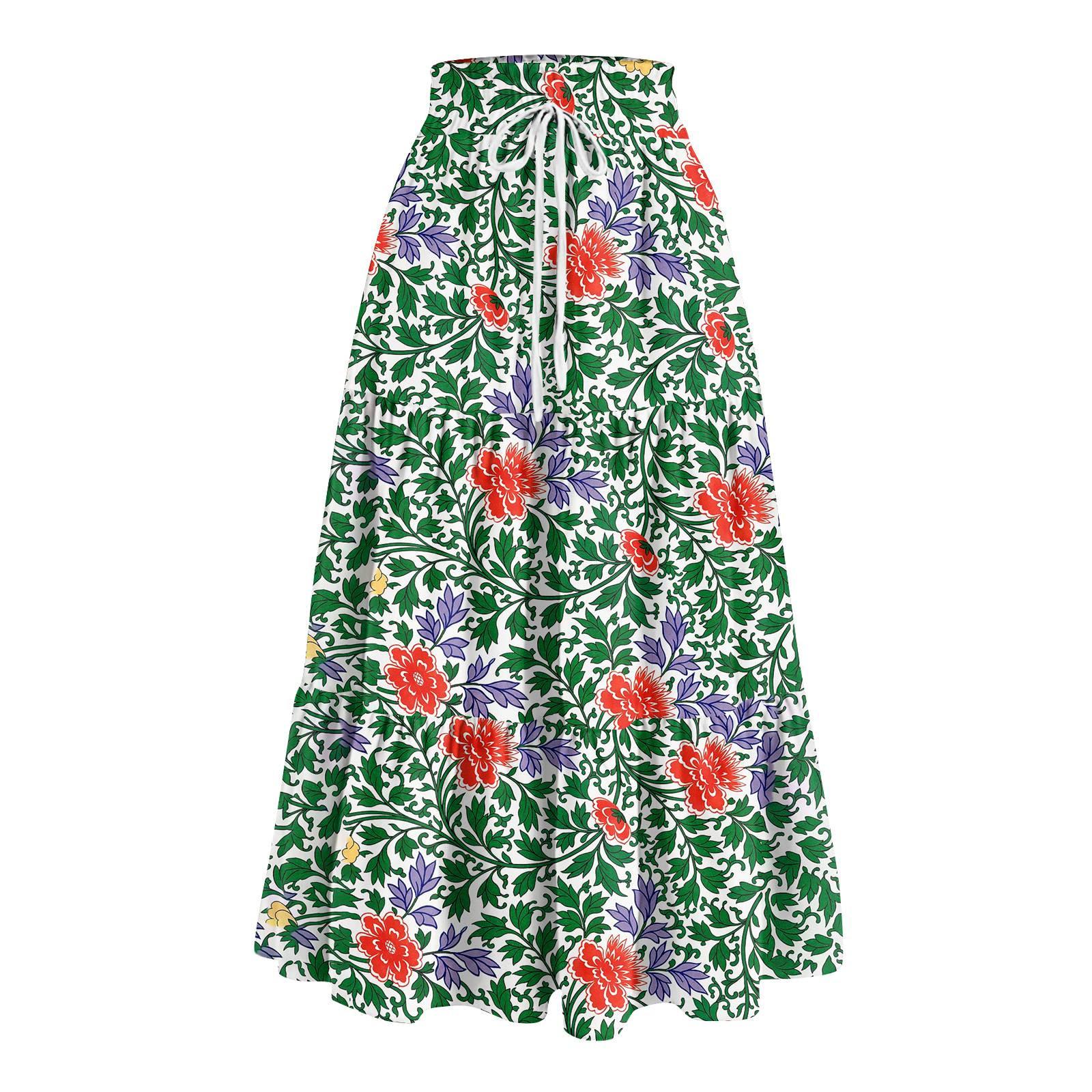 

Женская весенняя повседневная длинная юбка с оборками, однотонная юбка, ретро-юбка в складку XL