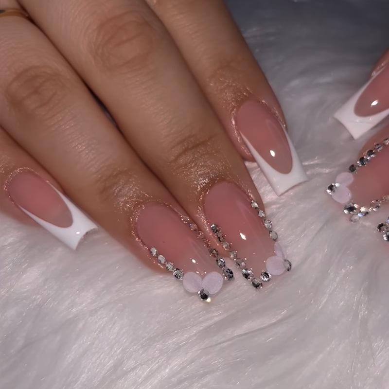 

24-Piece Nude Water Diamond Nail Art Set - European & American Style Glue Kit