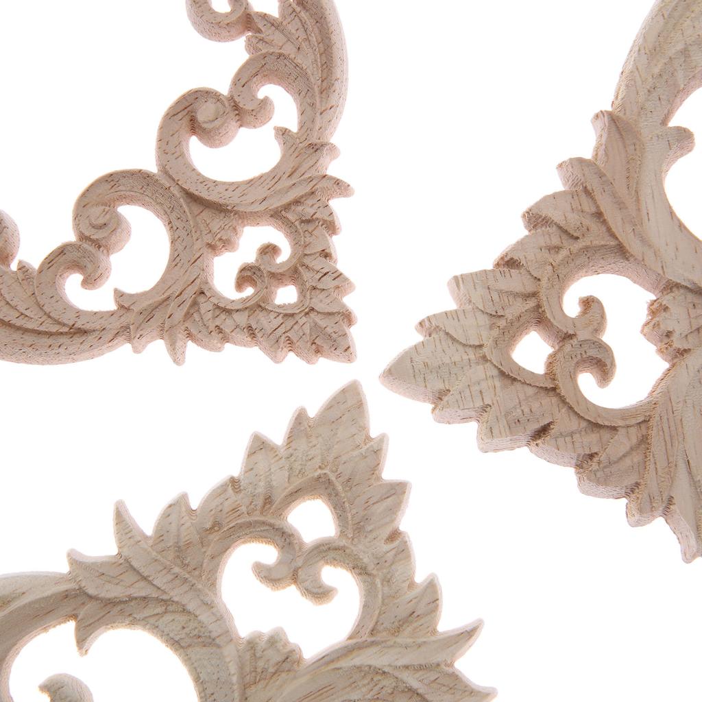 1pc 10/15/20cm Unpainted DIY Decorative Wooden Corner Carving Decals for Door Fireplace Dresser Cabinet Mirror Bed Mantel Decor